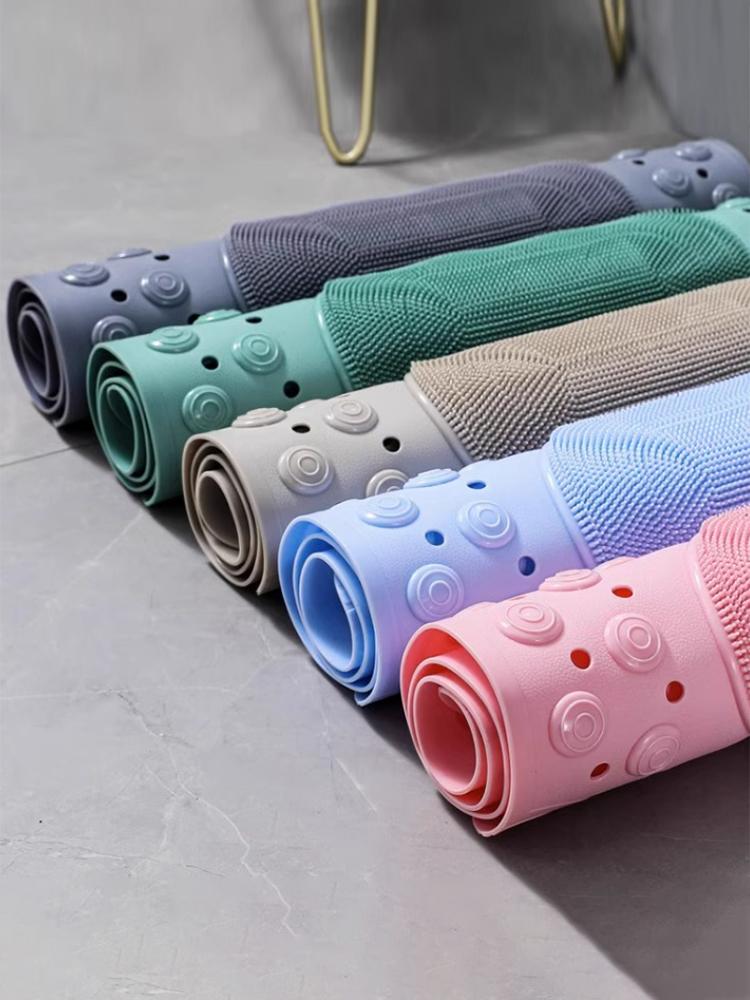 Pvc Bathroom Non-slip Mat  Suction Cups Solid Color Household Non-slip Mat  Waterproof Dirt Resistant  Toilet Hotel Floor Mat