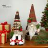 Seasonal Plush Gnome Doll Christmas Decoration Handmade Elf Dwarf Figurine with Knitted Hat Pine Branches Winter Stuffed Swedish Tomte for Holiday