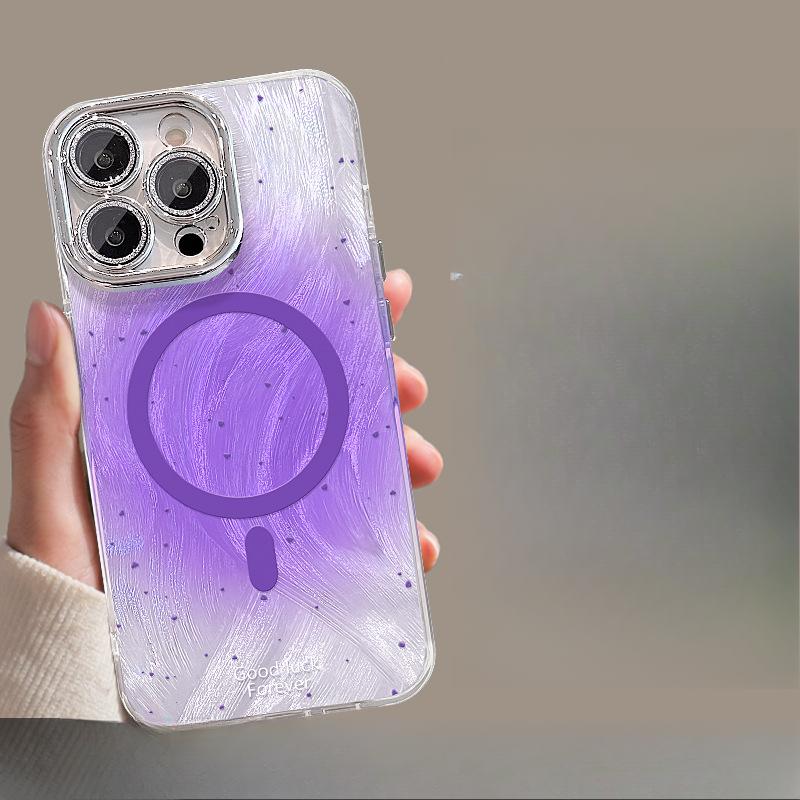 

Ink Splashing Magnetic Suction Bracket Suitable for Apple 13 Feather Yarn Mobile Phone Case 16 Simple 15 Comes with Lens Film 14 Anti-fall iPhone 11 Pro Max