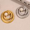 MamacitaSlay Unique 18K Gold Plated Stainless Steel Round Pearl Brooch Waterproof Jewelry Unisex Creative Collar Decoration