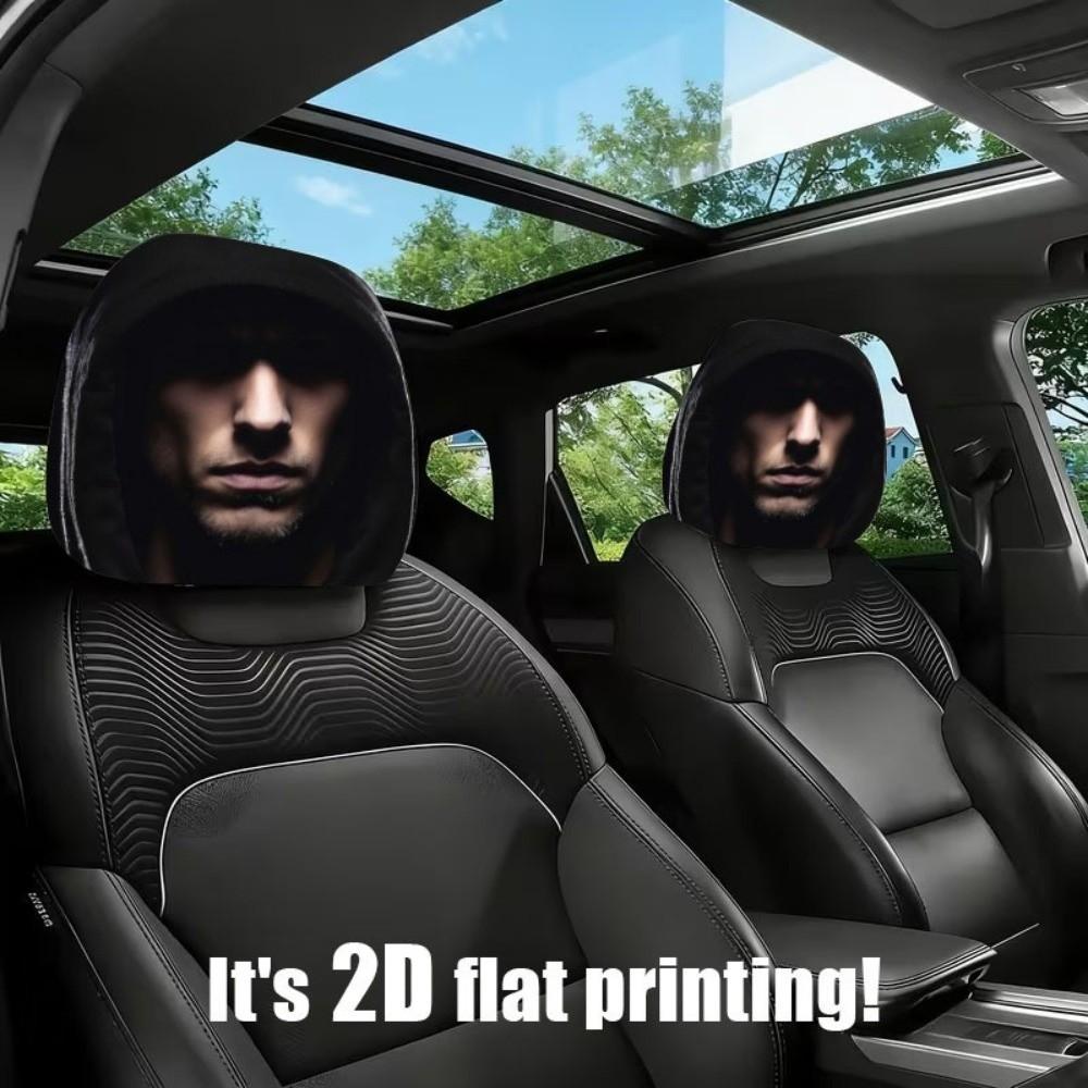 Scary Face Print Seat Headrest Protectors Stain-Proof Oil-Proof Halloween Car Pillowcase Car Seat