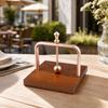 Upright Napkin Holder Compact with Wooden Base Tabletop Accessory