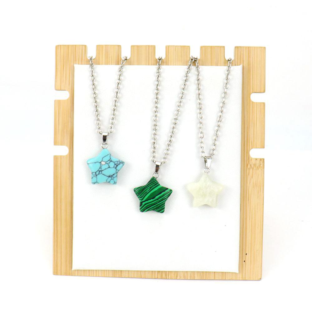 Natural Crystal Rough Stone Pendant, Five-Pointed Star Necklace, Small Star Jewelry Accessories N676