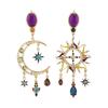 Medieval Style Dangle Earring Handmade Crystal Earrings Retro Sun&Moon Earrings  Birthday Gift
