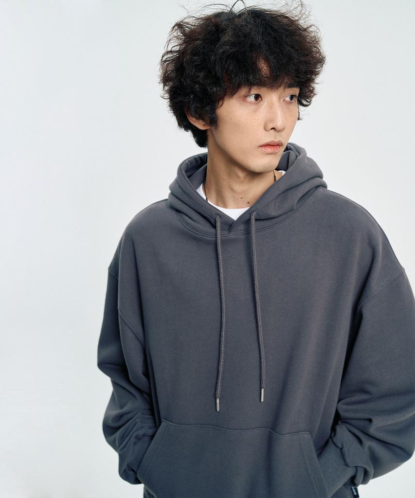 Peach Skin Balloon Over Hoodie - Charcoal