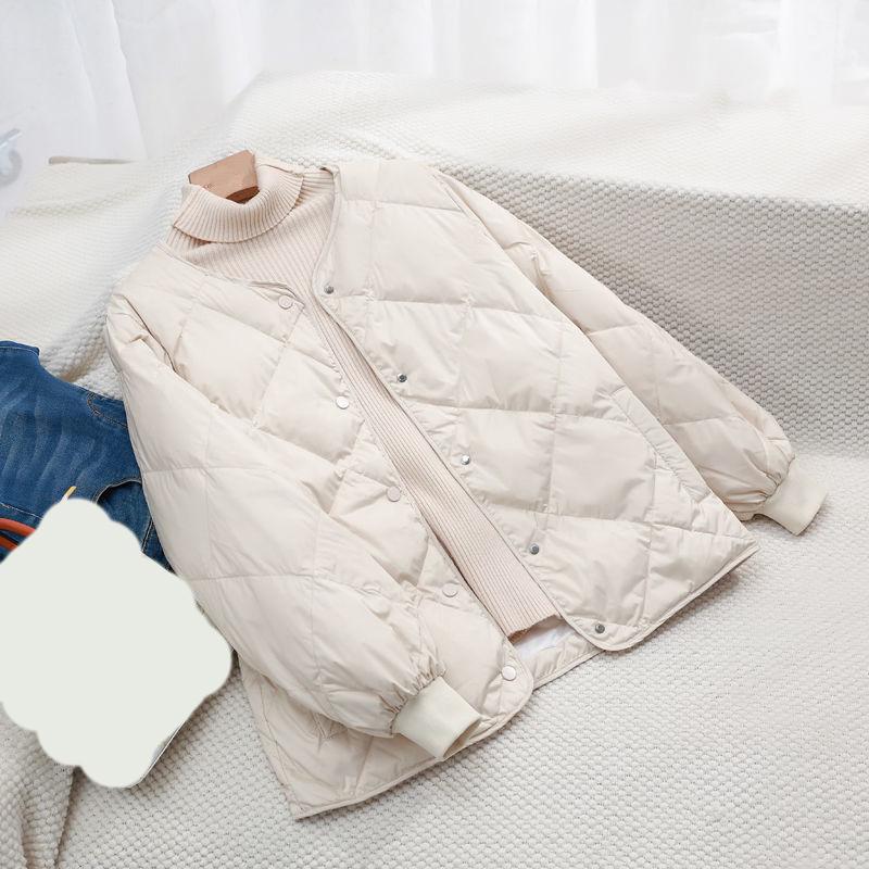 Women's Autumn Winter Plus Sizes Padded Short Lightweight Jacket Warm Comfortable Casual Button Collarless Down Tops
