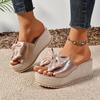 Women's Thick Sole Sandals Solid Color Versatile Bow High Quality Platform
