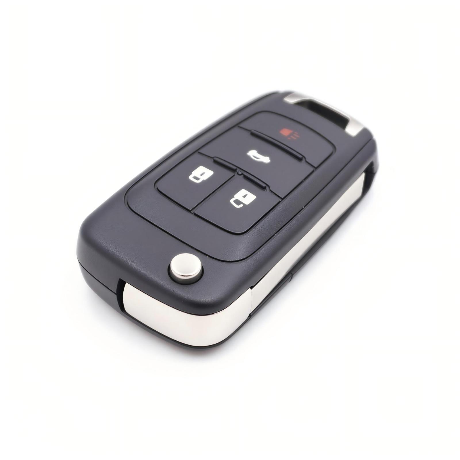 for Chevy Buick GMC Flip Key Fob Replacement Shell Case 4 Button Uncut Blade for Cruze Camaro Equinox Impala Terrain Pack of 1