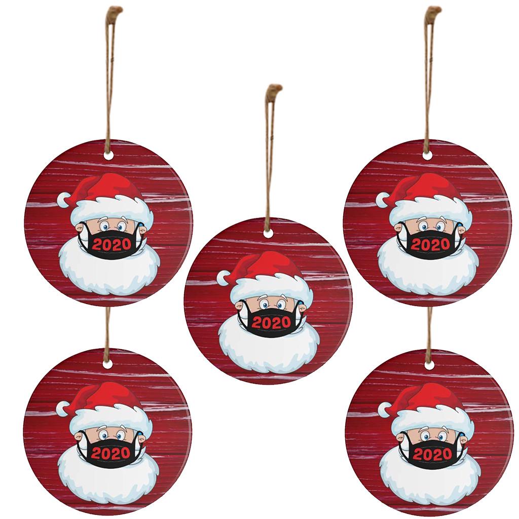 30PC 2020 Christmas Ornament Santa Wearing A Face Mask Decorate Christmas Tree