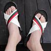 Brand Men's Slippers Fashion Leather Sandals Cross Strap Beach Water Shoes Men High Quality Slippers Summer Comfortable Big Size