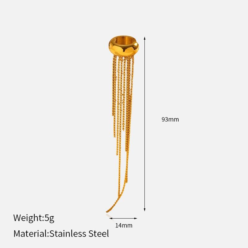 

INS Style 18K Gold Plated Long Tassel Cartilage Clip Luxury Minimalist Fashion Ear Jewelry For Women 1