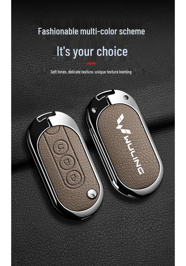 Wuling Hongguang MiniEV Key Cover: Full Metal Shell, Decorative Accessory for Men & Women
