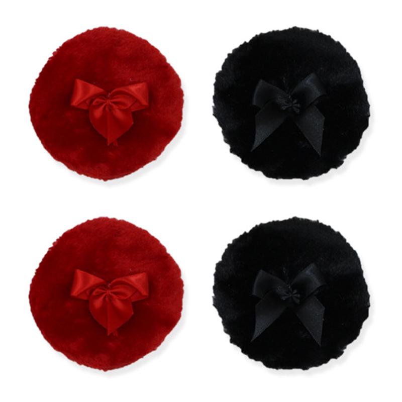 Plush Makeup Puffs Professional Bowknot Round Cosmetic Soft Fluffy Loose Powder Puff Cute Bow Sponge Foundation Makeup Beauty