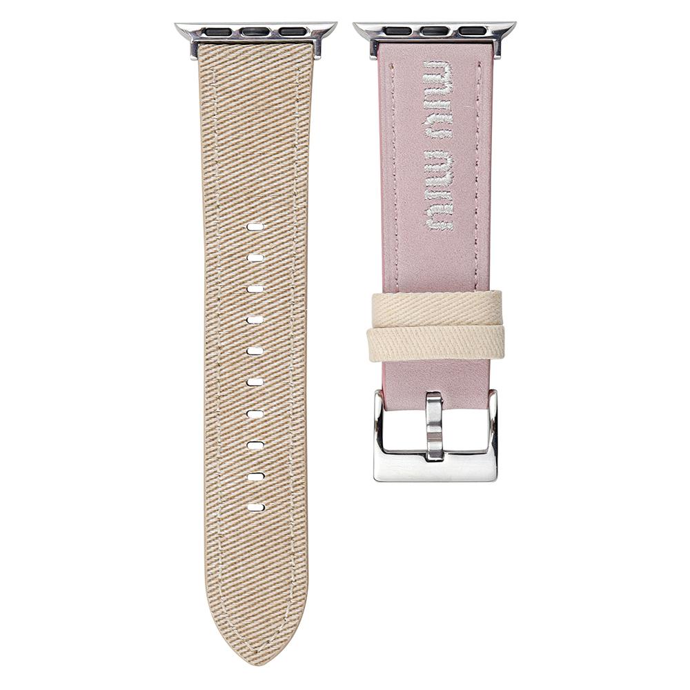 

Ремешок для часов Apple Watch Series 10 9 8 7 SE 6 5 4 3 2 1 42 мм 41 мм 40 мм 38 мм вышитый джинсовый кожаный ремешок Pink/Khaki