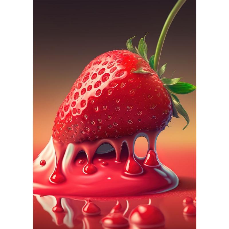Strawberry Fruit Poster Abstract Red Strawberries Juice Canvas Painting Wall Art for Kitchen Orchard Living Room Home Decor