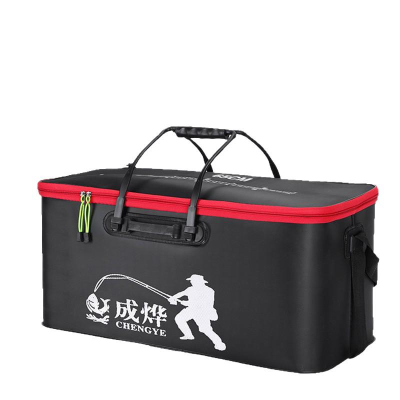 Portable Foldable Fish Bucket: Multi-functional Fish Keeper with Hand-Held & Shoulder Strap for Fetching Water and Fishing.