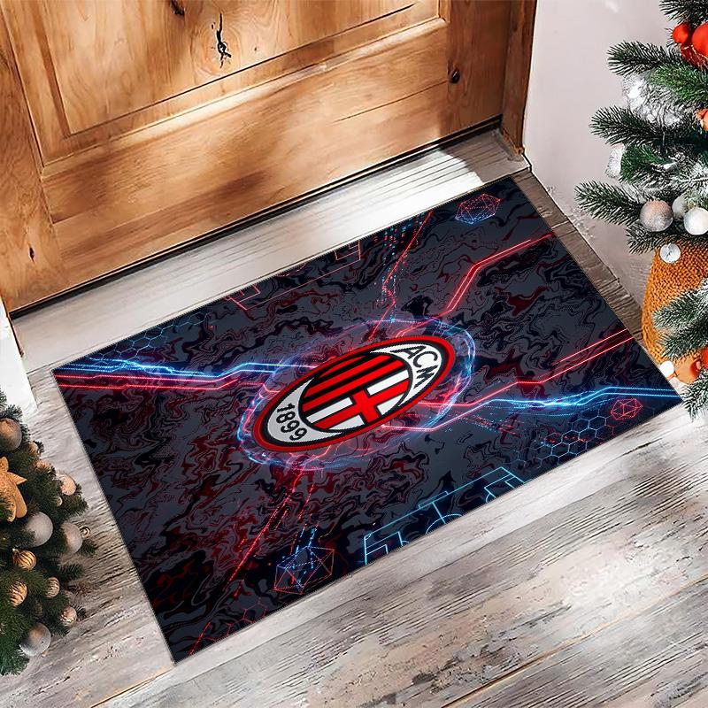 Tappeto in Flanella Stampato AC Milan Antiscivolo Morbido Poliestere Tappeto per Pavimento Tappetino Decorativo da Interno per Camera da Letto Soggiorno Divano Sala Giochi Decorazione Casa