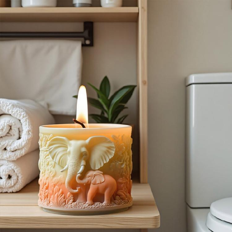 Reusable Silicone Mold with Elephant Relief Design for Resin Casting Cement Crafts and Decorative Succulent Plant Pots