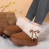 Sweet Beaded Bowknot Decoration Furry Snow Boots Women 2025 Winter Soft Thick Bottom Non Slip Fur Booties Warm Short Plush Boots