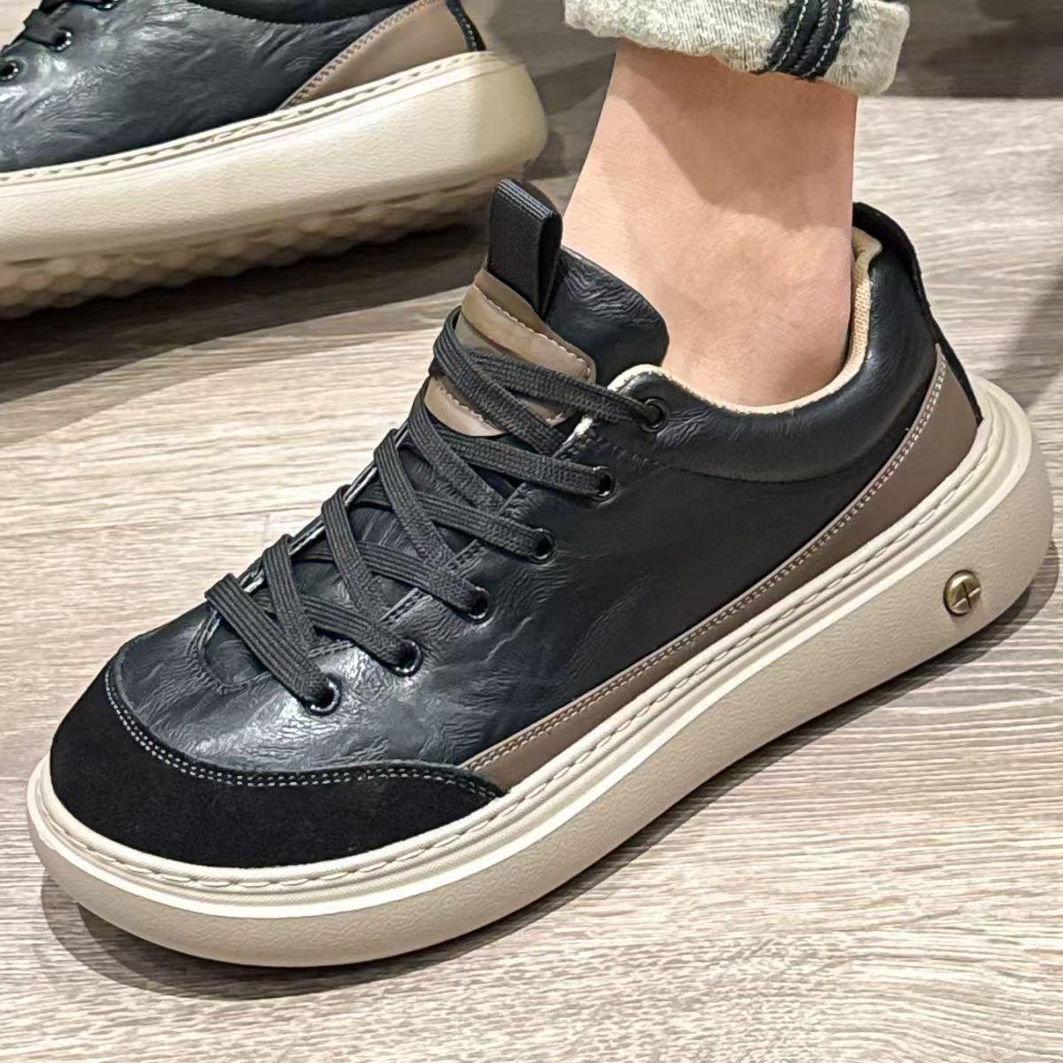 New Men s Breathable Comfortable Trendy Casual Loafers, Versatile Thick-Soled Skate Shoes 44 чёрный