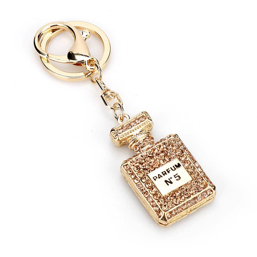 Korean Crystal Perfume Bottle Keychain - Women's Car Accessory & Bag Pendant