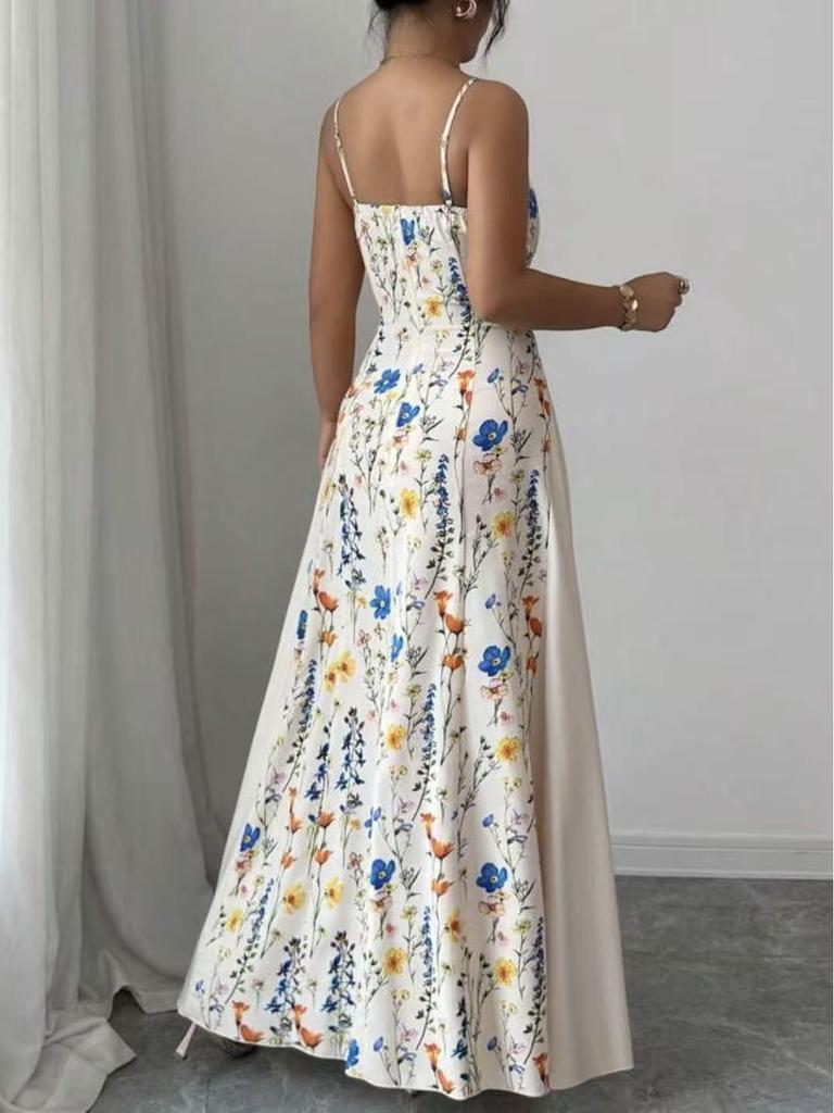 2026 European & American Summer Fashion Spaghetti Strap Print Dress