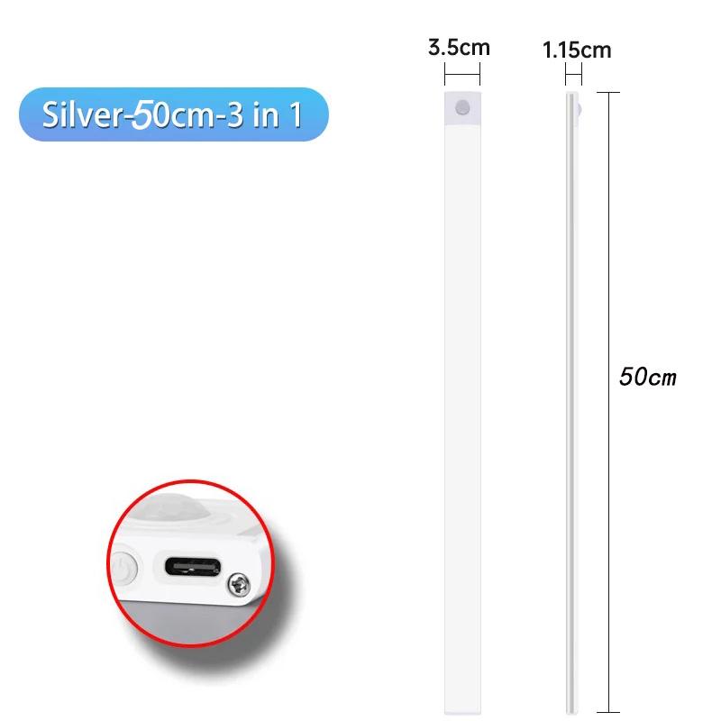 10-60cm Led Night Light Motion Sensor Under Cabinet Lights Thin Rechargeable Wireless Lamp for Kitchen Cabinet Bedroom Lighting