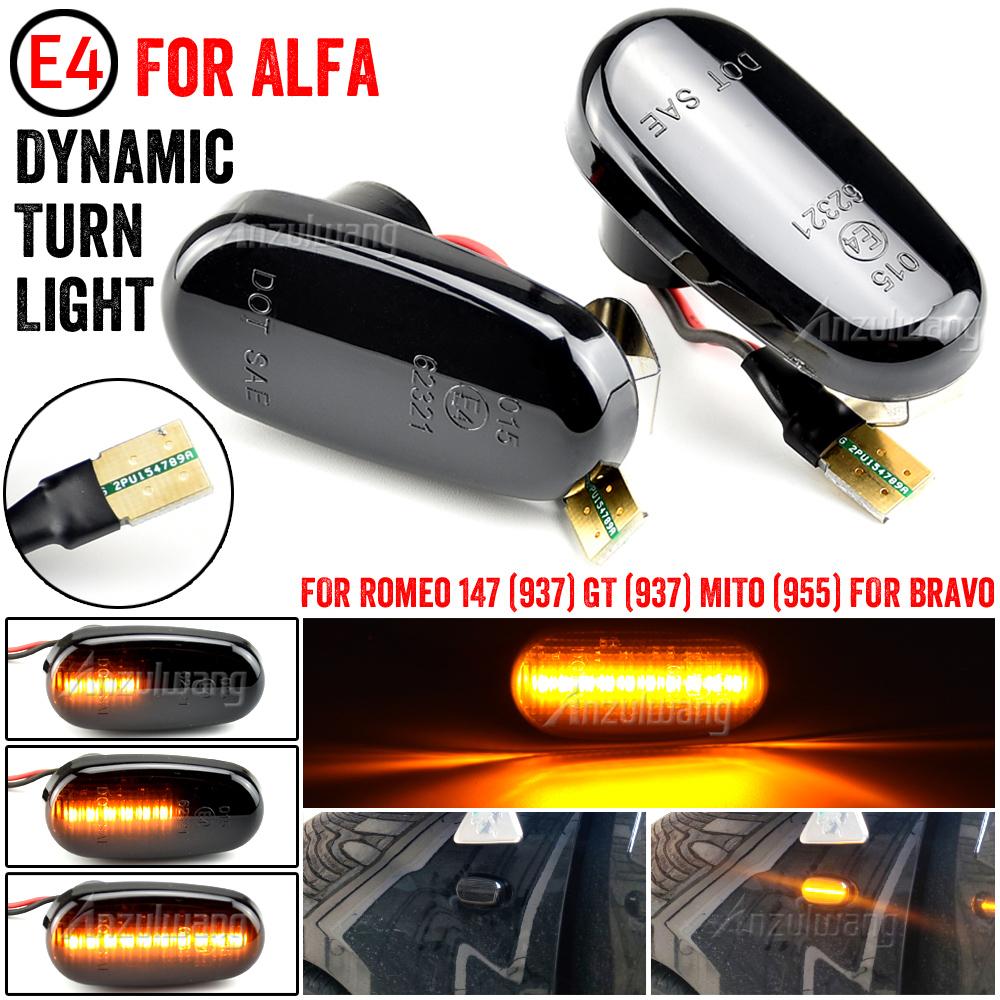 

For Alfa Romeo Mito 955 147 GT 937 Fiat Bravo 2 Dynamic LED Side Marker Lights Arrow Turn Signal Flashing Blinker Lamp димчастий чорний колір