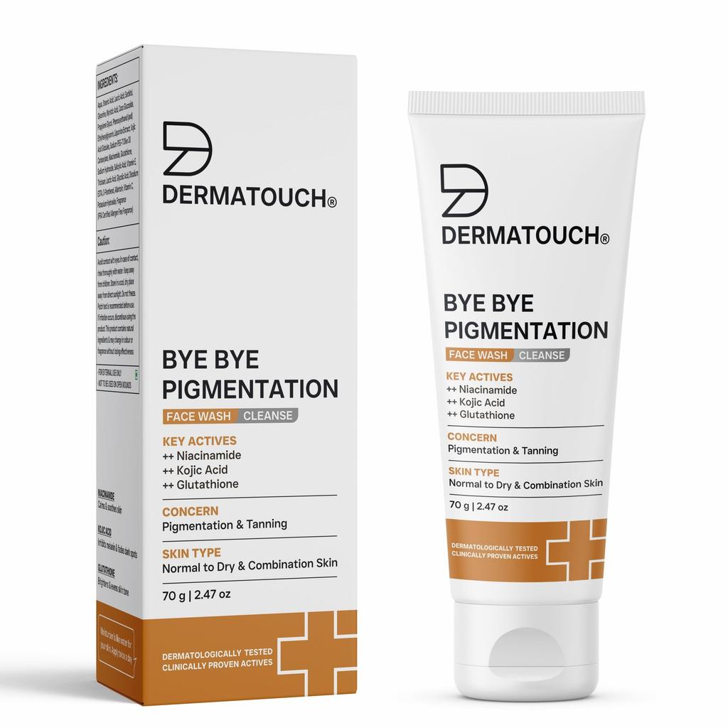 DERMATOUCH Bye Bye Pigmentation Face Wash | Anti Pigmentation Face Wash For Men and Women with Niacinamide, Kojic Acid, & Glutathione | 70g (Pack o