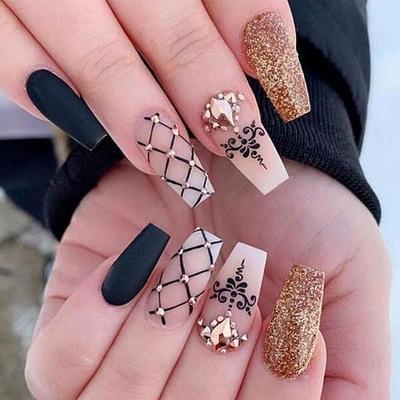 24 Reusable Artificial Fake Nail Set | Lightweight & Long Lasting| Quick Fix For Festivals & Special Occasions