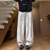 New Summer Loose Wide-Leg Casual Dirty Pants for Men, Soft and Breathable Tie-Waist Trousers