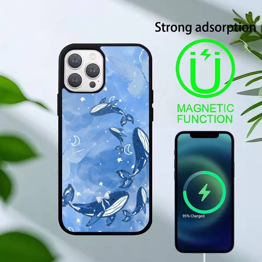 Whale Fall-Art Phone Case For iPhone 14,16,15,13,17,12,Plus,Pro,Max Magnetic For Magsafe Frosted Cover