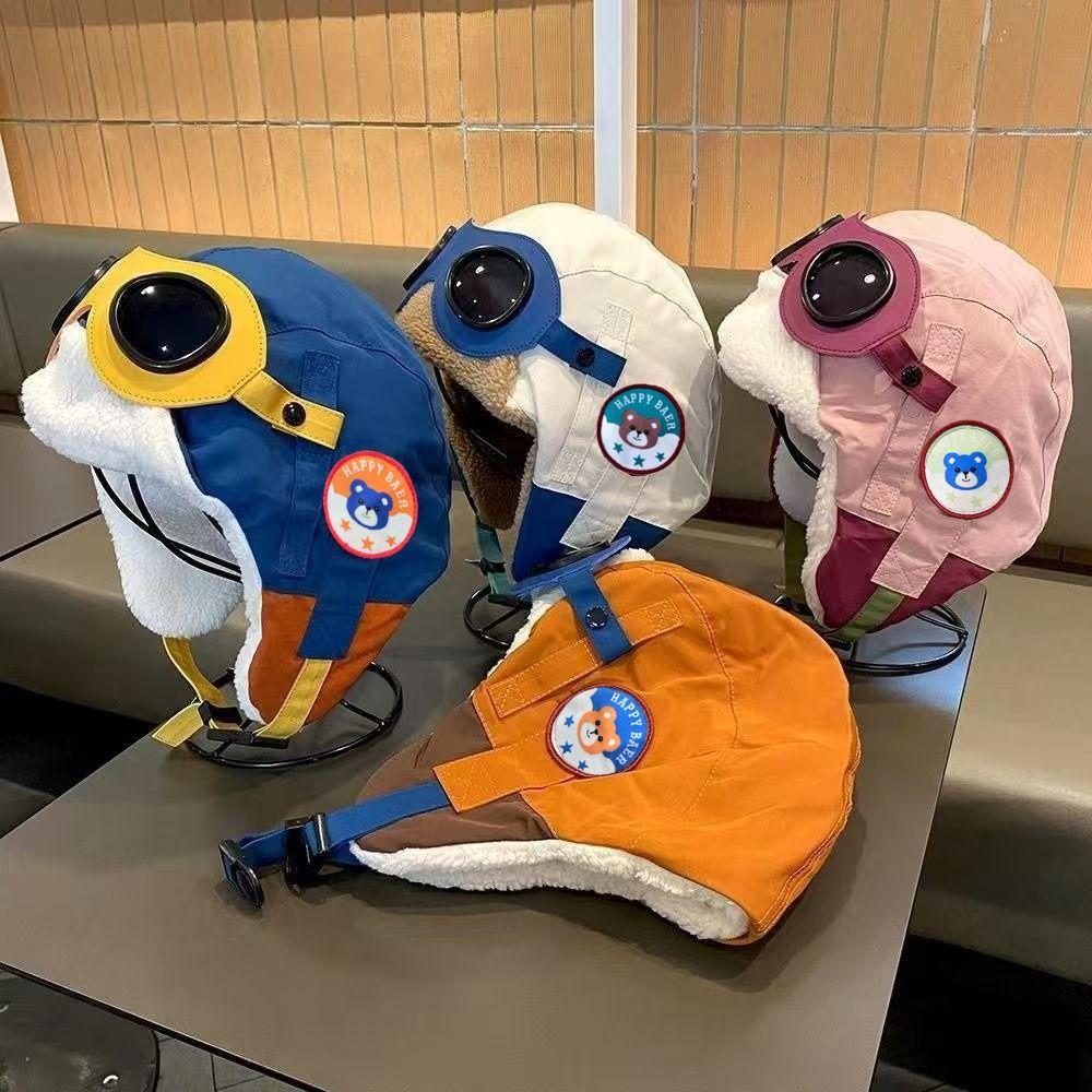 Mode Niedliche Cartoon-Pilotenmütze Kältefest mit Brille Ohrenschutzmütze Verdickte Winddichte Warme Mütze Winter