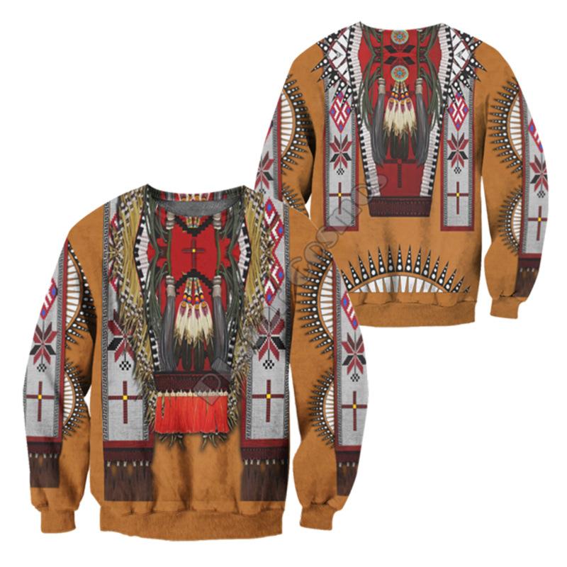 Men's Round Neck Sweatshirt with Style 3D Digital Tattoo Printed Long-sleeved Top