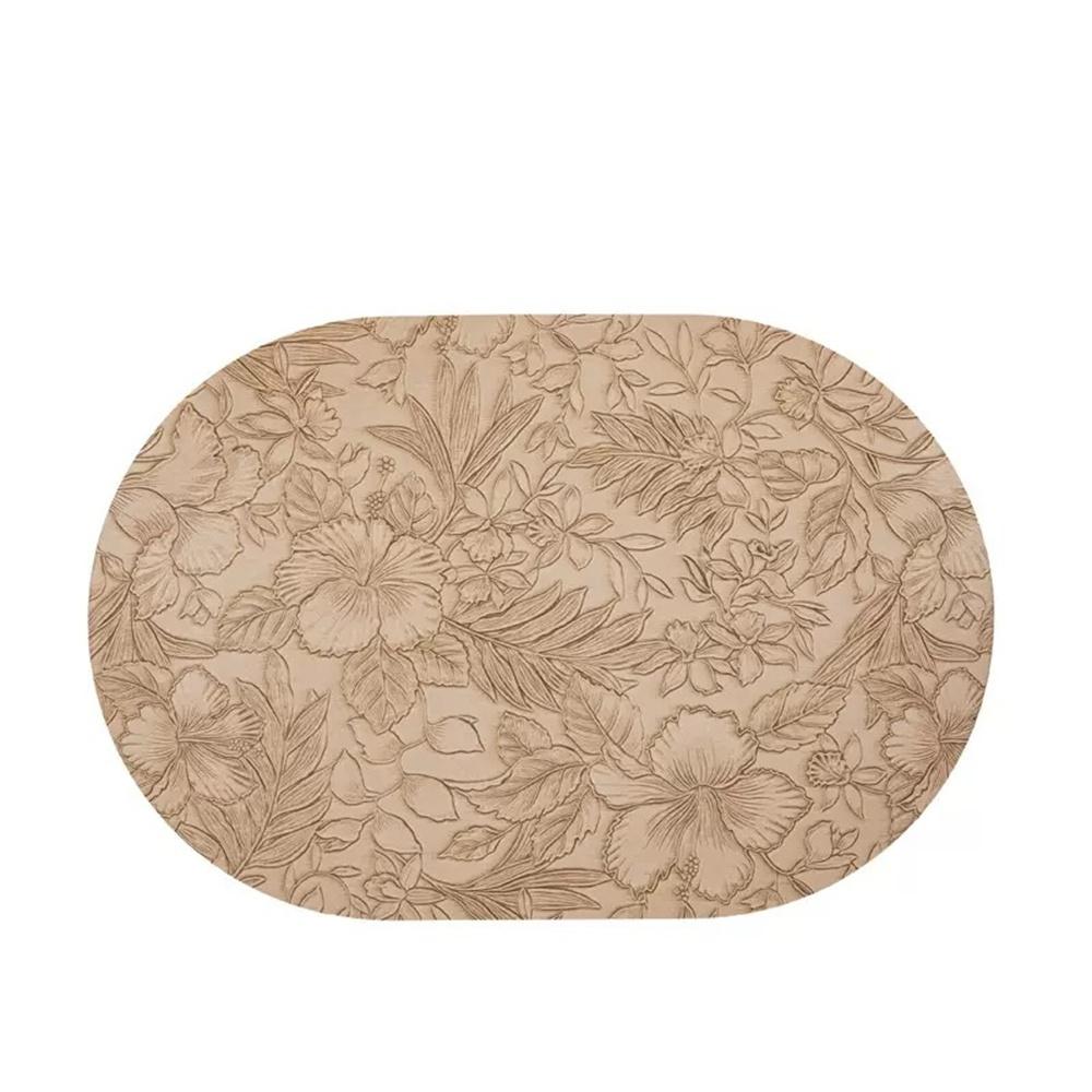 European-style oval leather double-sided embossed and carved placemats, suitable for multiple settings, waterproof, heat-resista