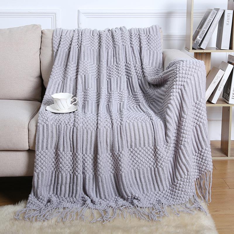 Bohemian Knitted Throw Blanket for Bed, Sofa, or Office Nap