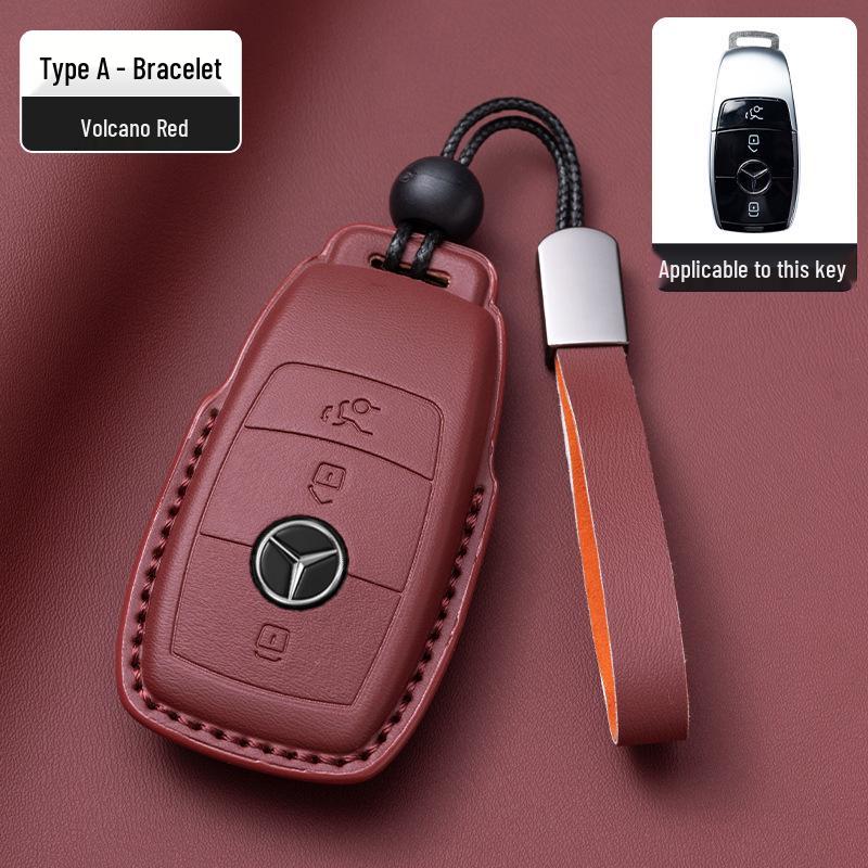 Mercedes-Benz Original Color Nappa Leather Key Case for GLE, GLAC200L, C260L, E300L, E-Class, S-Class, and C-Class.