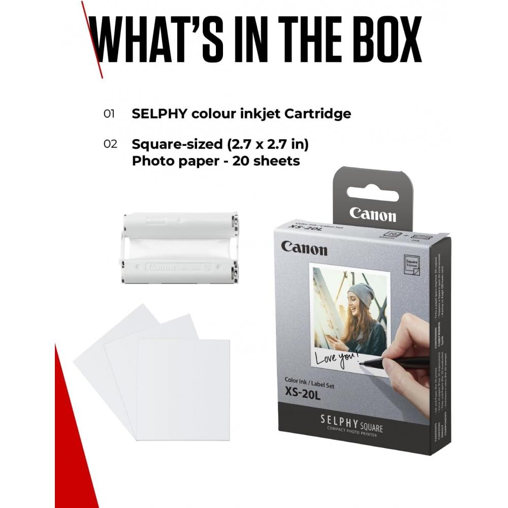 Canon Original Canon Tinte+Papier Set Für Selfie Square Qx10 20 Xs 20l 20 Aufnahmen