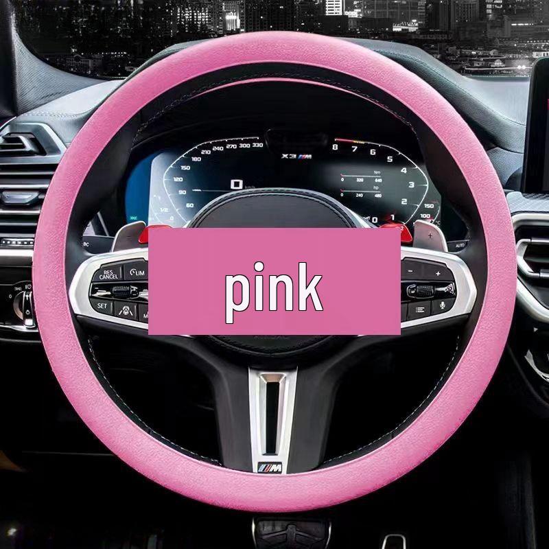 

Универсальная силиконовая оплетка на руль - Летняя мода, Влаговпитывающая, Нескользящая, Тонкая, Мягкая, Всесезонный дизайн для мужчин и женщин 32-40cm Universal Size розовый