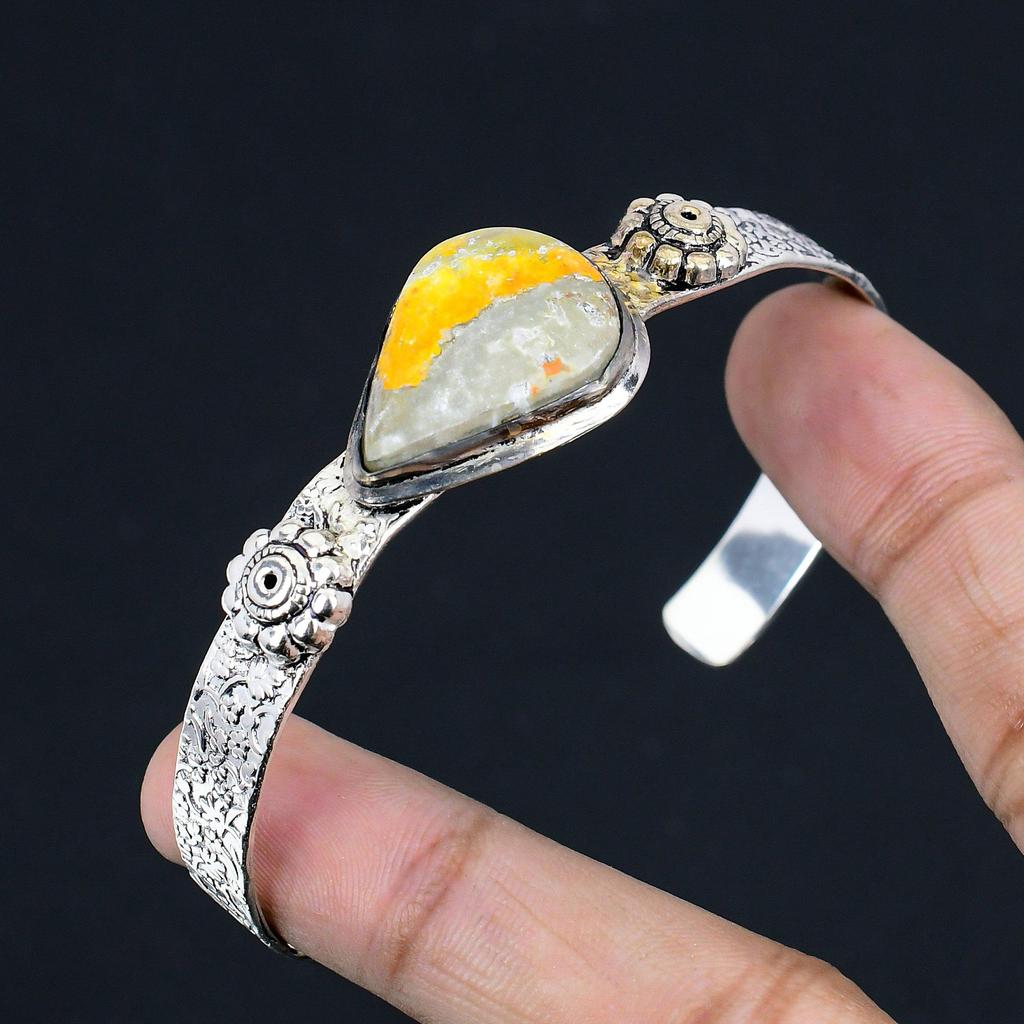 Gruszka Bumble Bee Jaspis Kamień Srebro Próby 925 Art Deco Ślubna Bransoletka Biżuteria