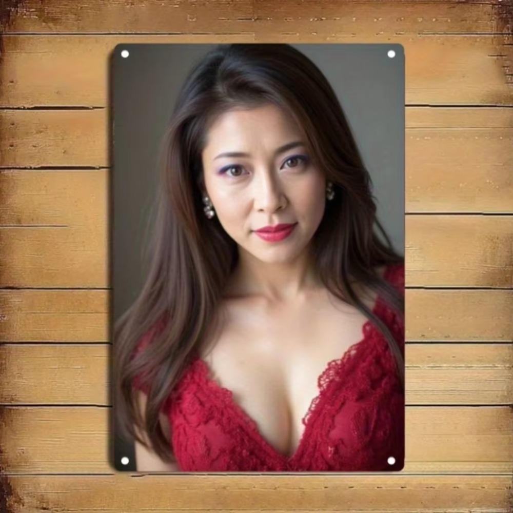 Retro Elegant Metal Tin Sign Red Lace Dress Wall Decor for Home Bar Cafe