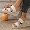2024 New Summer Slope Heel Thick Sole Sandals Large Hemp Rope Casual Fish Mouth Thick Sole Elevated Shoes