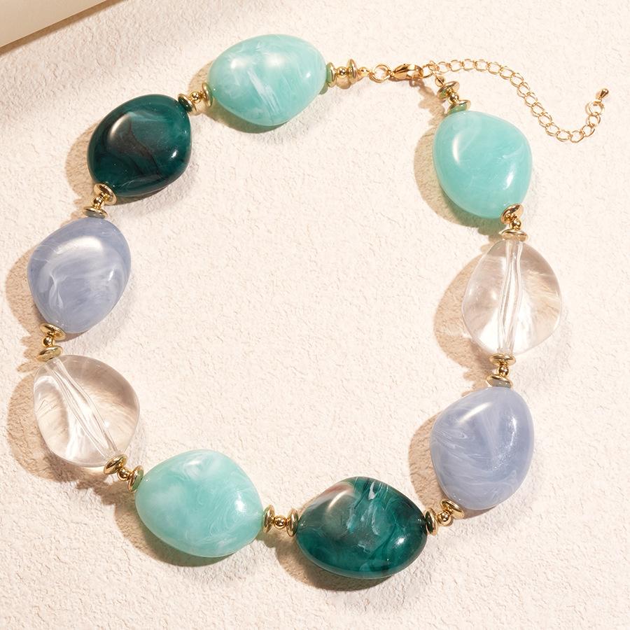 Double-layer Irregular Acrylic Beaded Necklace for Women Dopamine Bohemia Clavicle Chain Vacation Style Fashion Jewelry Gift C
