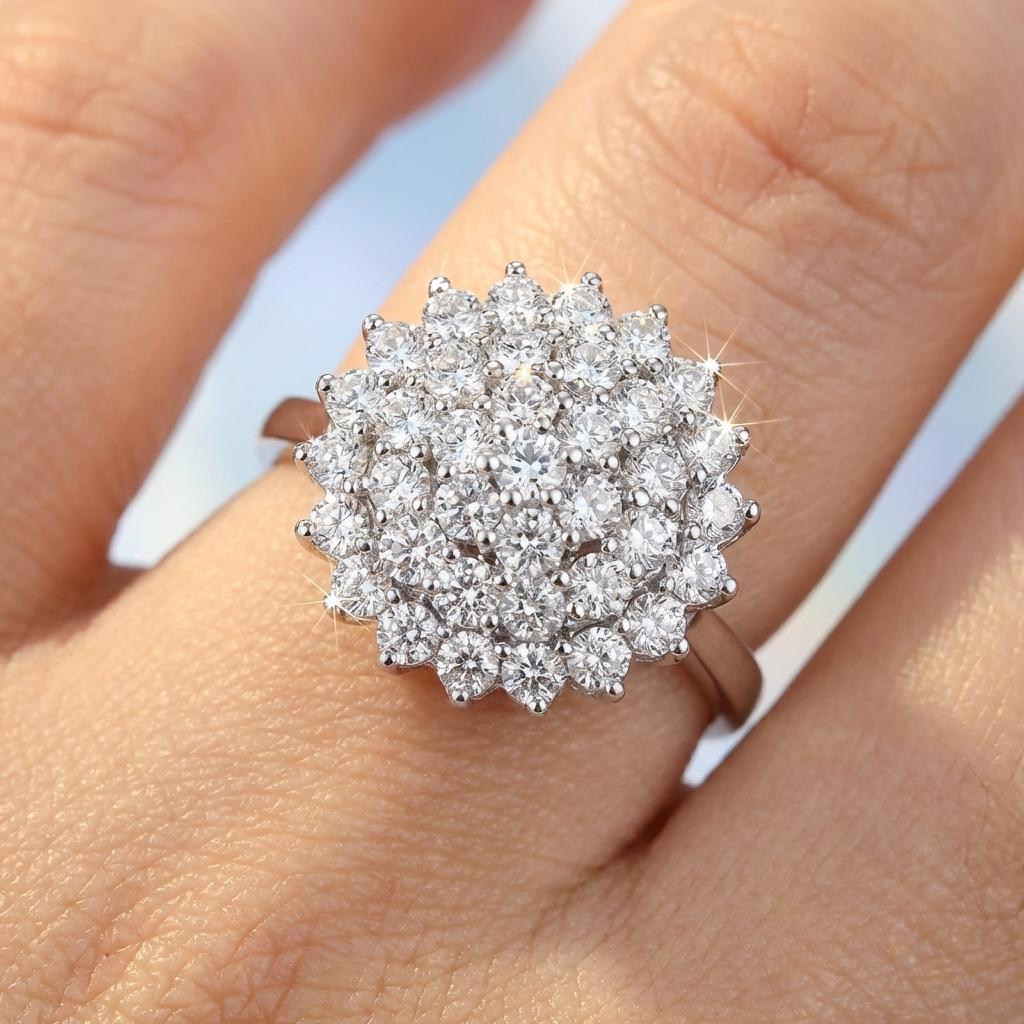 Luxury Elegant Big Flower Zircon Ring for Women Sparkling Cubic Zirconia Sunflower Finger Rings Wedding Promise Bridal Jewelry