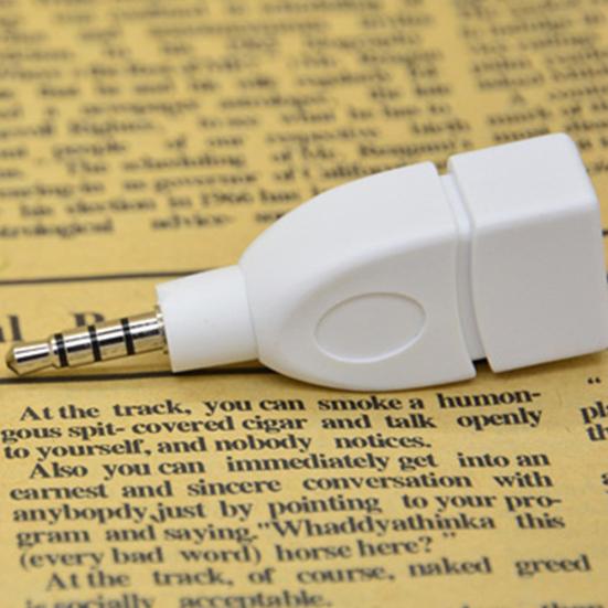 Vehicle 3.5mm Male Plug Jack to Aux Audio USB 2 Female Converter Adapter