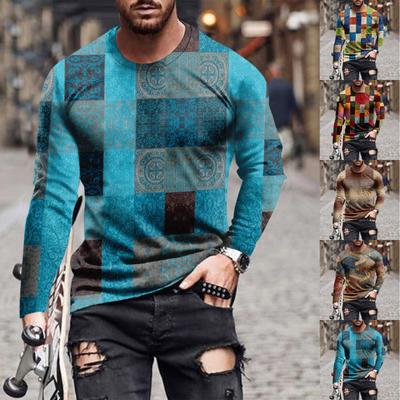 Men's T Shirt Graphic Abstract Neck Clothing Apparel Outdoor Long Sleeve Print Fashion Designer Vintage