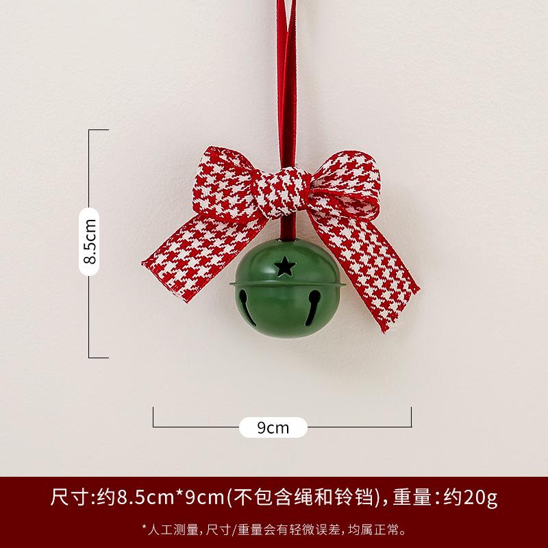 

Christmas Tree Decoration Door Hanging Christmas Red Velvet Bow Wrought Iron Bell Pendant Scene Arrangement Pendant