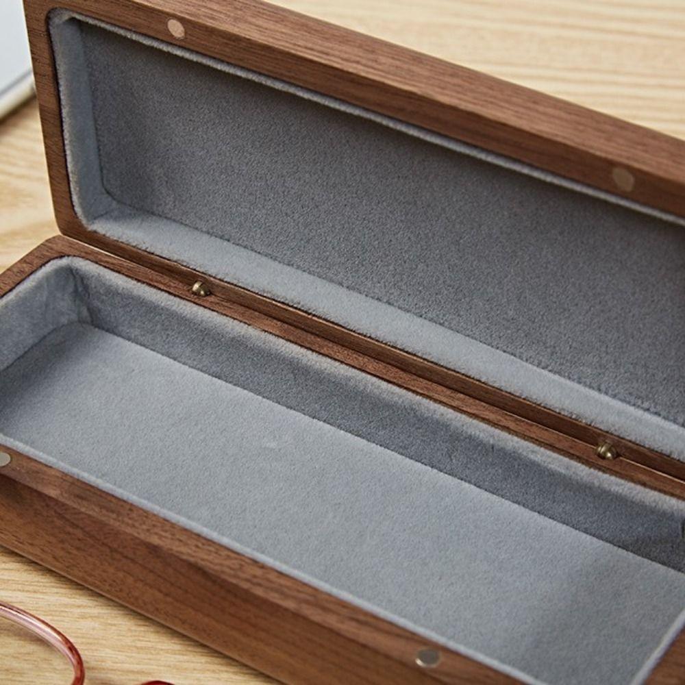 Men and Women Solid Wood Myopia Glasses Case Storage Box Black Walnut Wooden Case