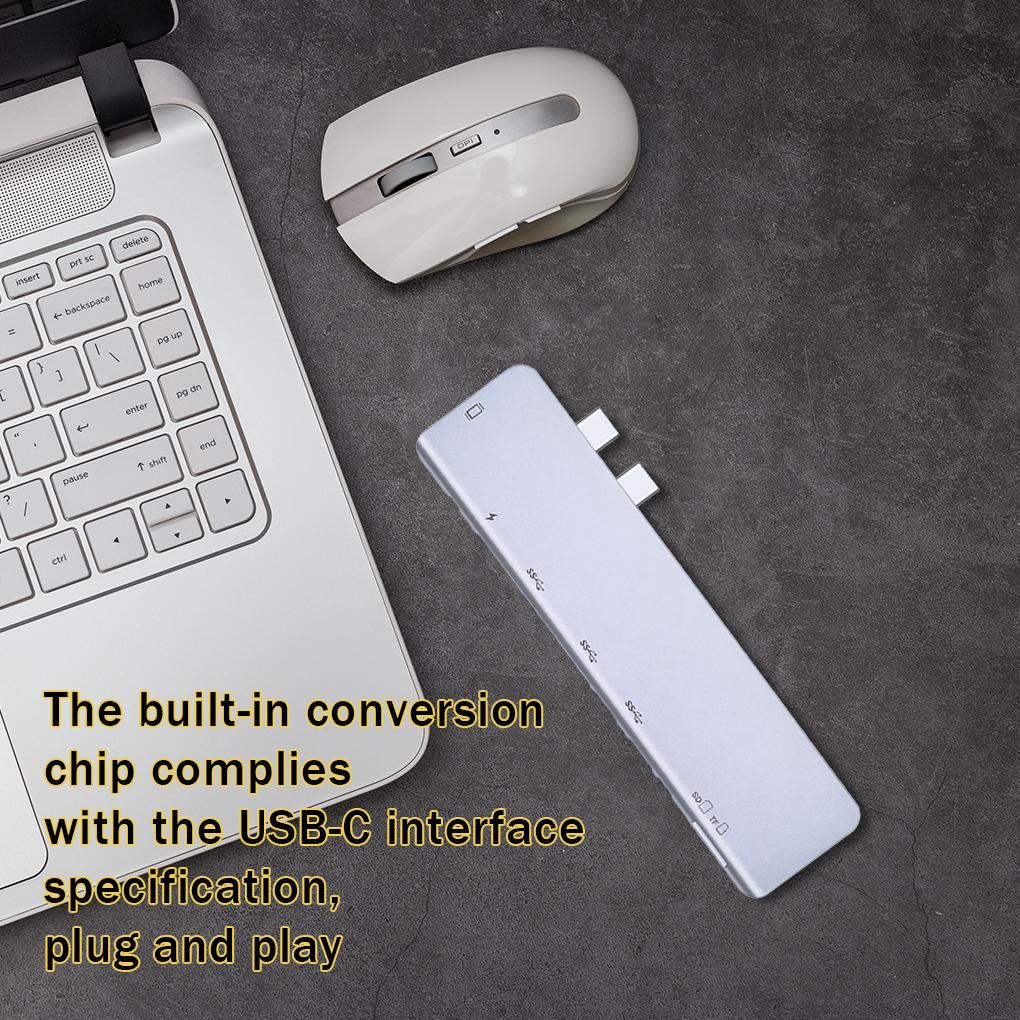 Gray Fast Transmission Type C Adapter For Multi-device Compatibility 4K Laptop Hub Accessories