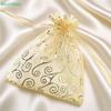 Gift Jewelry Candy Packaging Bag With Gold And Silver Foil,Vine Pattern,Organza Bag With Gold Foil,Drawstring Bag